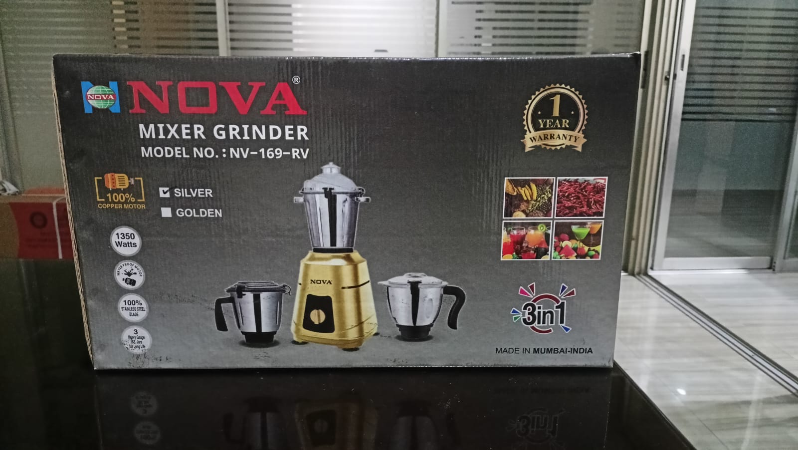 NOVA Mixer Grinder NV-169-RV  ।। 1350W 3-in-1 Premium Gold Heavy Duty Blender