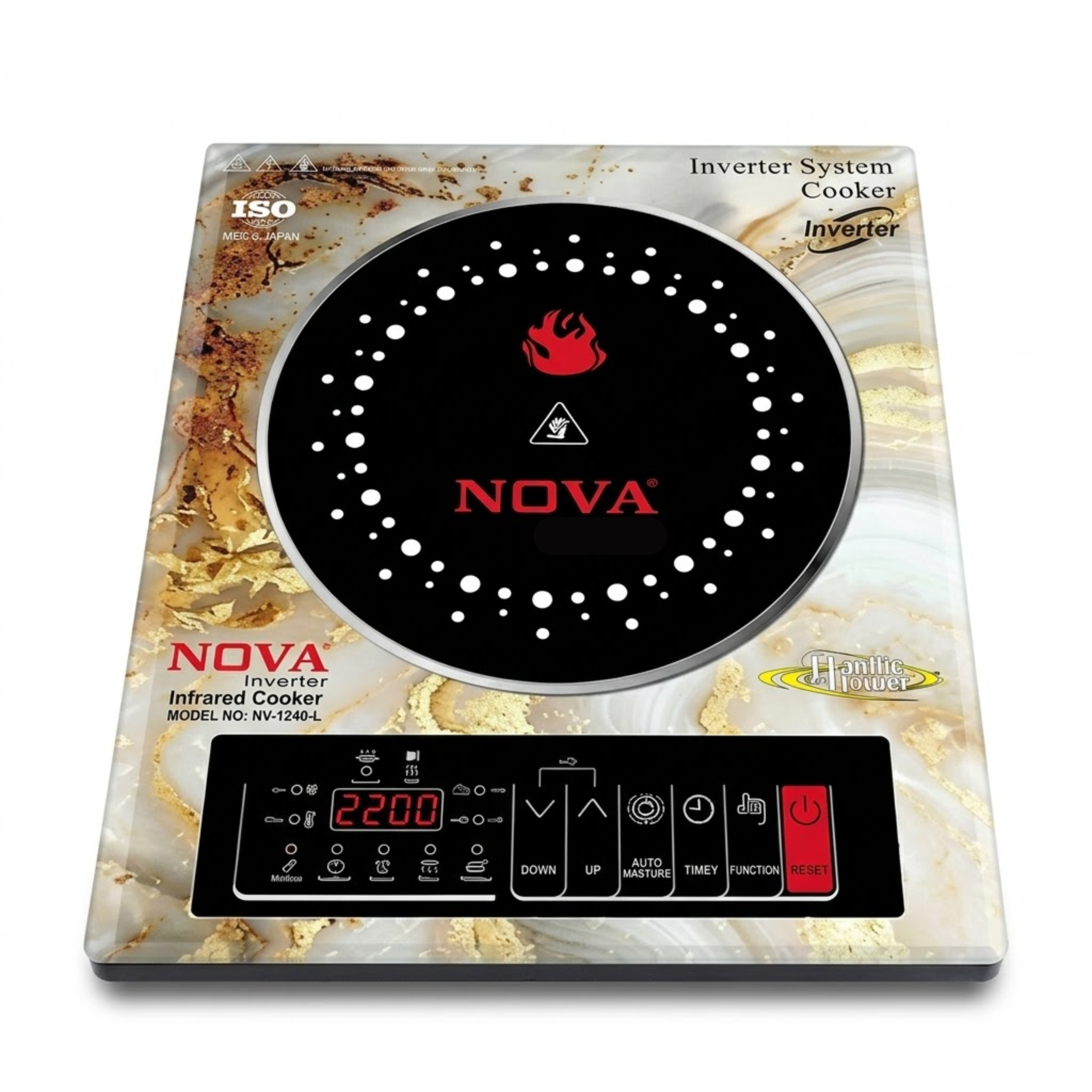 NOVA Infrared Cooker | NV-1240-L |2200W Double Heater  | Inverter Friendly | Touch & Knob Control